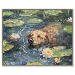 Art Remedy Monet Water Lilies Dog Rustic Chic Farmhouse Wall Art Framed - 1 of 4