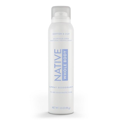 Native Whole Body Deodorant Spray - Cotton & Lily - 3.5oz