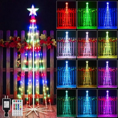 Ollny 140 Led RGB Christmas Tree Lights For Light Show (12 Colors, 22 Modes, IP65 Waterproof, Clear Wire, Plug In)