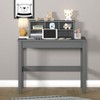 Vynxaria Grey Writing Desk with Hutch - Spacious Rectangular Top (0.7" Thick), Multiple Compartments, Built-in Cable Management - 4 of 4