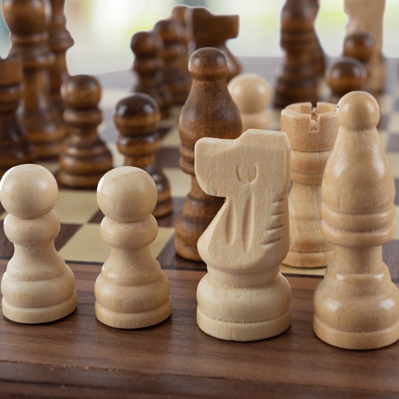 Toy Time Octagonal Chess and Checkers Set - Wooden Chessboard with 2 Storage Drawers and Carved Staunton Pieces, 2 of 5