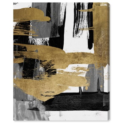  16" x 12" Glitz Blitz Abstract Unframed Canvas Wall Art in Gold - Oliver Gal 