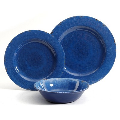 Mauna Cobalt Blue Melamine Dinnerware Set, Service for 4