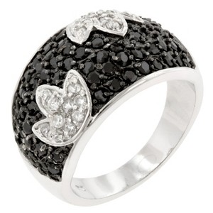 Slickblue Women's 0.8 Ct. Cocktail Black & White Tulip Ring, Pave Setting, Silvertone Finish, Size 5-10 - 1 of 4