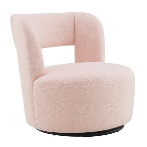 Lyngins Round Teddy Swivel Accent Chairs with Curved Back,Upholstered Swivel Arm Chairs for Living Room,Bedroom - 1 of 4