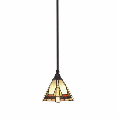 Toltec Lighting Any 1 - Light Pendant in  Dark Granite with 7" Zion Art Glass Shade