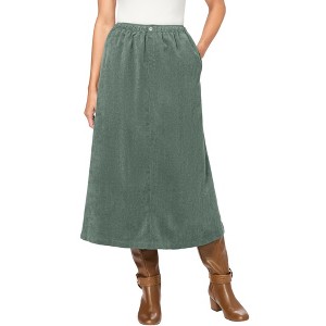 Woman Within Women's Plus Size Corduroy Pull-On Skirt - 1 of 4