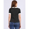 INSPIRE CHIC Women's Peter Pan Collar Keyhole Back Vintage Polka Dots Blouses - 4 of 4