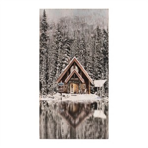 Wooden Winter Lake Lodge Plaque 17.5"H - 1 of 2