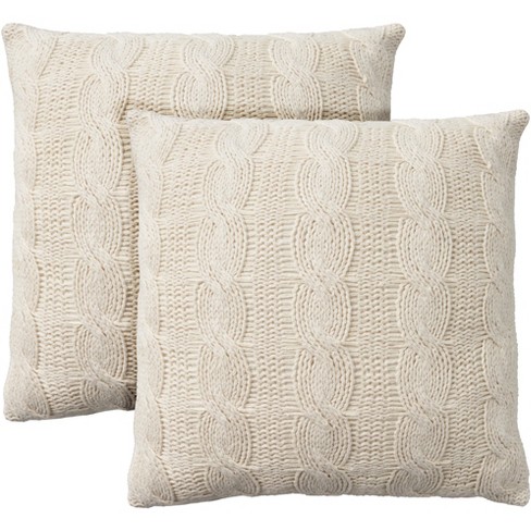 White knit throw clearance pillow