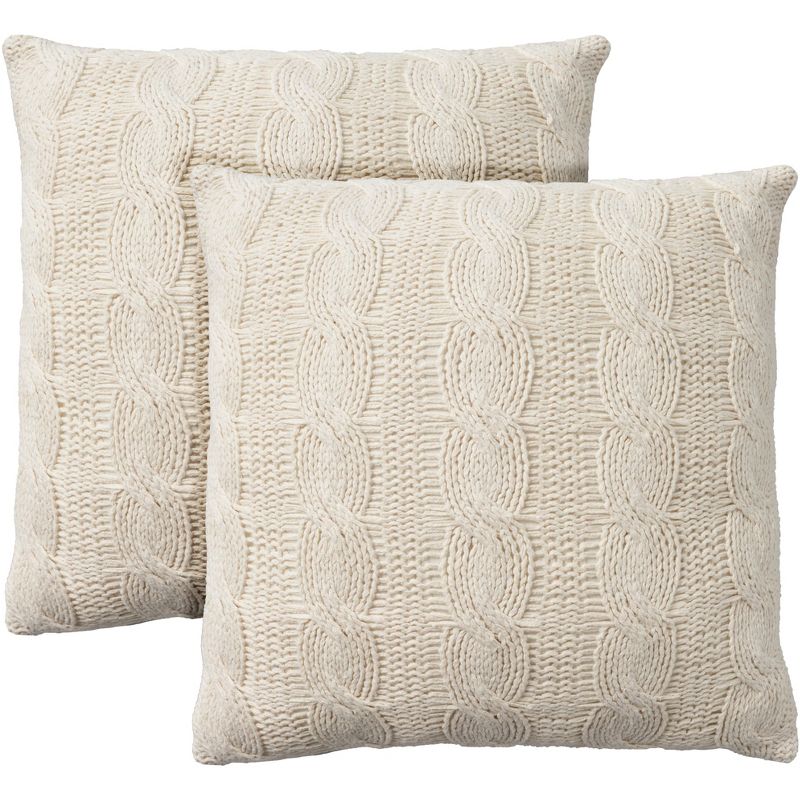 Mina Victory Life Styles Cotton Knitted 18"x18" Indoor Throw Pillows Set of 2, 1 of 8