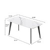 Modern Rectangular Dining Table for 6, Sintered Stone Top Kitchen Table, Curved Edge Table with Black Metal Legs-The Pop Home - 3 of 4