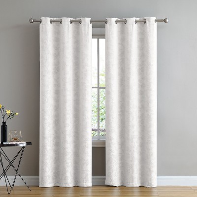Kate Aurora Chic Living 2 Pack Floral Leaves Embossed Room Darkening Grommet Top Curtain Panels - 84 in. Long