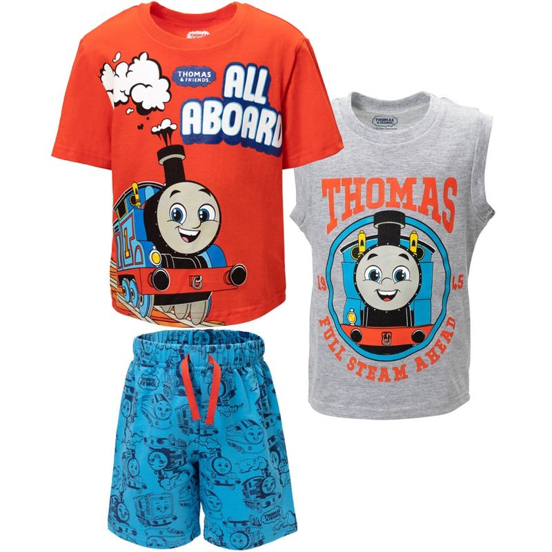 Thomas & Friends Tank Engine 3 Piece Outfit Set: T-Shirt Tank Top Shorts, 1 of 9