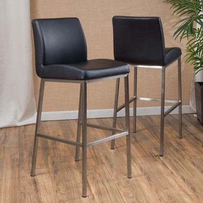 Set of 2 Bar Stools Leather Counter Bar Stools with Metal Frame,Bar Chairs for Dining Rooms,Kitchens Islands-Christopher Knight Home