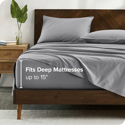 Light Grey Organic Cotton Percale Queen Sheet Set