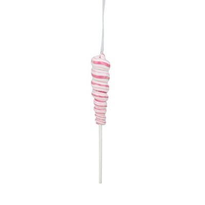 Northlight 7.5" Pink and White Spiral Twist Glitter Lollipop Christmas Ornament