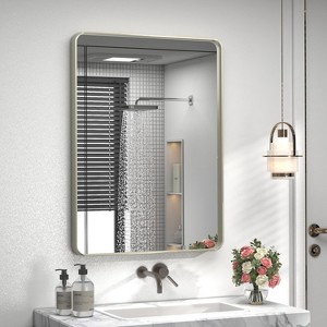 KIOTEE Rectangular Aluminum Alloy Framed and Tempered Glass Wall Bathroom Vanity Mirror in Matte Black - 1 of 4