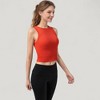 Anna-Kaci Active Women's Ribbed High Neck Sleeveless Crop Top with Seam Detail - 3 of 4