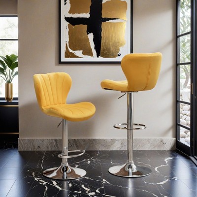 Ellston Velvet Adjustable Swivel Barstools, Set of 2- Leovsnove