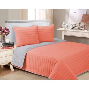 Solid Cotton Reversible Farmhouse Reversible Quilt and Sham Set by Blue Nile Mills - 1 of 4