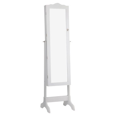 Tangkula Lockable Jewellery Cabinet Mirrored Floor Stand Storage Organizer