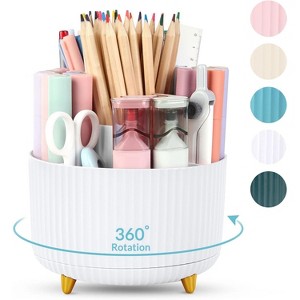 Maison 360 Rotating Plastic Desk Pen And Makeup Organizer With 5 Slots - 1 of 4