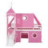 Full Size Loft Bed with Slide Pink Tent and Tower - 3 of 4