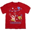 Boys' Spongebob Squarepants And Patrick 4Th Of July Cheers! T Shirt Red X Small - 2 of 4