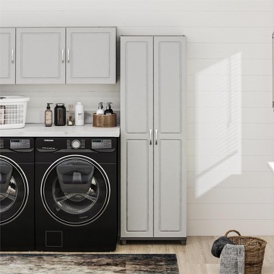 Gray Laminated MDF Freestanding Utility Storage Cabinet with Adjustable Shelving