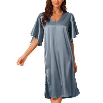 Cheibear Women's Victorian Ruffle Short Sleeve Tie Neck Pajama Sleep Dress  White X-large : Target