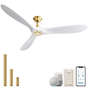 60 Inch Smart Ceiling Fan No Light and Remote/APP/Voice Control Work with Alexa 3 ABS Blades Fan with 3 Downrod 6 Speed Outdoor Indoor Ceiling Fan - 1 of 4
