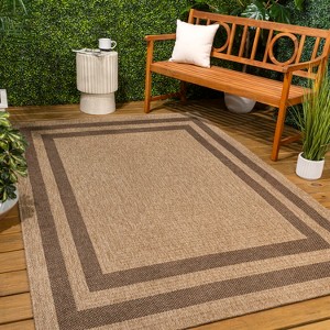 JONATHAN Y Frenzy Easy Jute Minimalist Boho Inset Border Natural/Brown ...