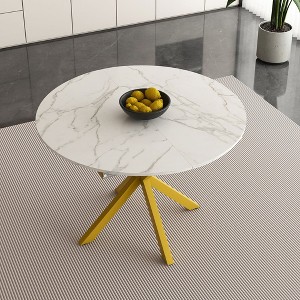 Okak 59IN Modern Retractable Dining Table for 6, Folding Table with Carbon Steel Base, Kitchen Table for Dining Room, Living Room - 1 of 4
