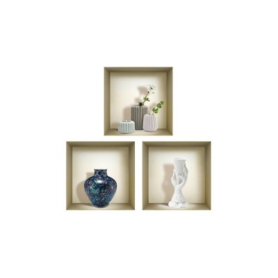 HomeRoots Set of Three Ren Faux Niche 3D Peel and Stick Wall Decals