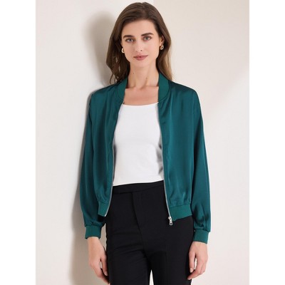 Женские куртки INSPIRE CHIC Women's Zip Up Long Sleeve Outerwear Casual Lightweight Jacket Blue Green X-Small — фото 2