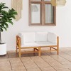 vidaXL 2-Seater Patio Sofa with Cream Cushions Solid Teak Wood - Cream 2-Seater - 2 of 4