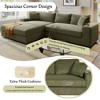 111.5" Corduroy L-Shaped Sectional Sofa with Wide Chaise, Thick Cushions, Cup Holders & USB Ports - 3 of 4