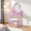 NicBex Vanity Desk with Mirror 30" Vanity Table with Oval Mirror, British Style Wood Makeup Vanity with 3 Drawer and 1 Upholstered Stool - 2 of 4