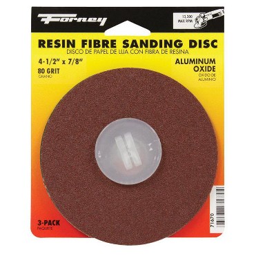 Forney 4.5 in. Aluminum Oxide Adhesive Sanding Disc 80 Grit 3 pk