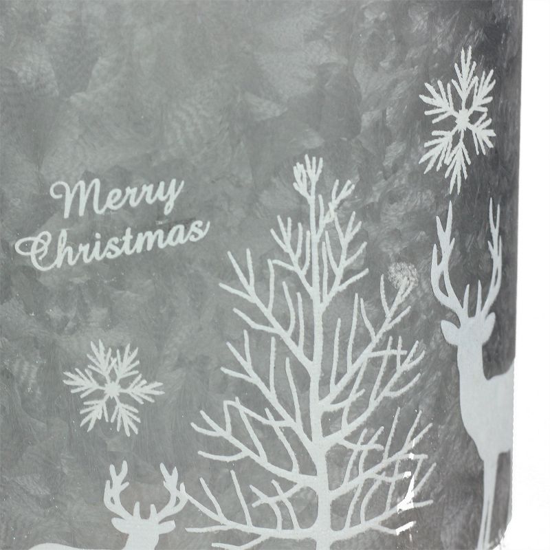 Northlight 10" Iced Winter Scene Christmas Pillar Candle Holder Lantern with Handle - Silver White, 3 of 6