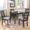 TiramisuBest 5psc Counter Height Dining Table Set with One Faux Marble Top Dining Table and Four Velvet-Upholstered Chairs,Black - 2 of 4