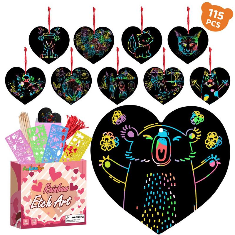 Fun Little Toys 115 PCS Valentine's Day Scratch Card Set, 1 of 7