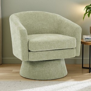 27.75" Chenille Swivel Barrel Chair with Plush Cushioning and 360-degree Rotation - 1 of 4
