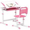 Yinvani Kids Desk and Chairs Set, Height Adjustable Children School Study Desk with Tilt Desktop, Storage Drawer, Pen Slot, Hook, Pink - 2 of 4