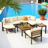 6-Piece Outdoor Patio Sectional Sofa Set with WPC Coffee Table, Side Table, Water-Resistant Cushions,outdoor Conversation Set -Beige - 2 of 4