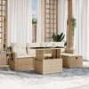 vidaXL 6 Piece Patio Sofa Set with Cushions Beige and Cream Poly Rattan - Without Storage - 2 of 4