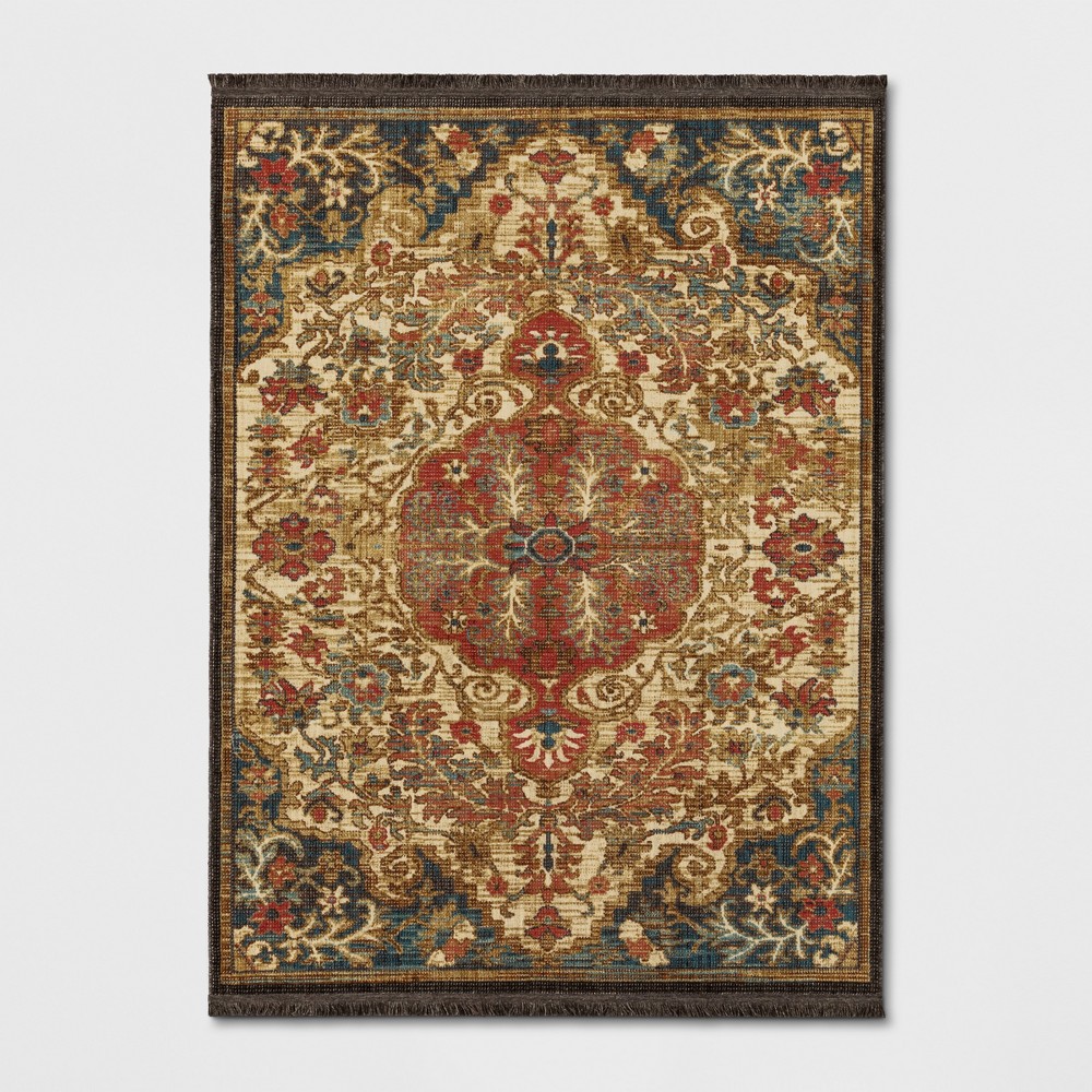  Floral Woven Area Rug Beige