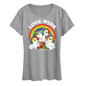 Women's My Little Pony Love Wins Short Sleeve Graphic T-Shirt - Heather Grey - Large - 1 of 4