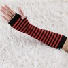 Allegra K Women's Stripe Print Knitted Fingerless Elbow Length Gloves Warmers One Size 1 Pair - 2 of 4